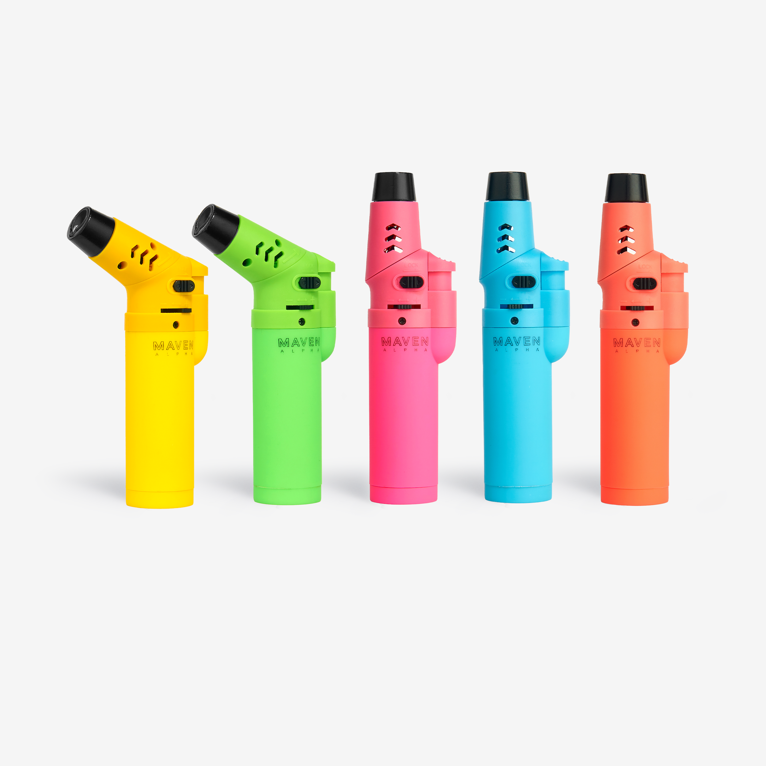 Alpha Neon Collection - 5 Pack Maven Pocket Torch Lighter | Maven