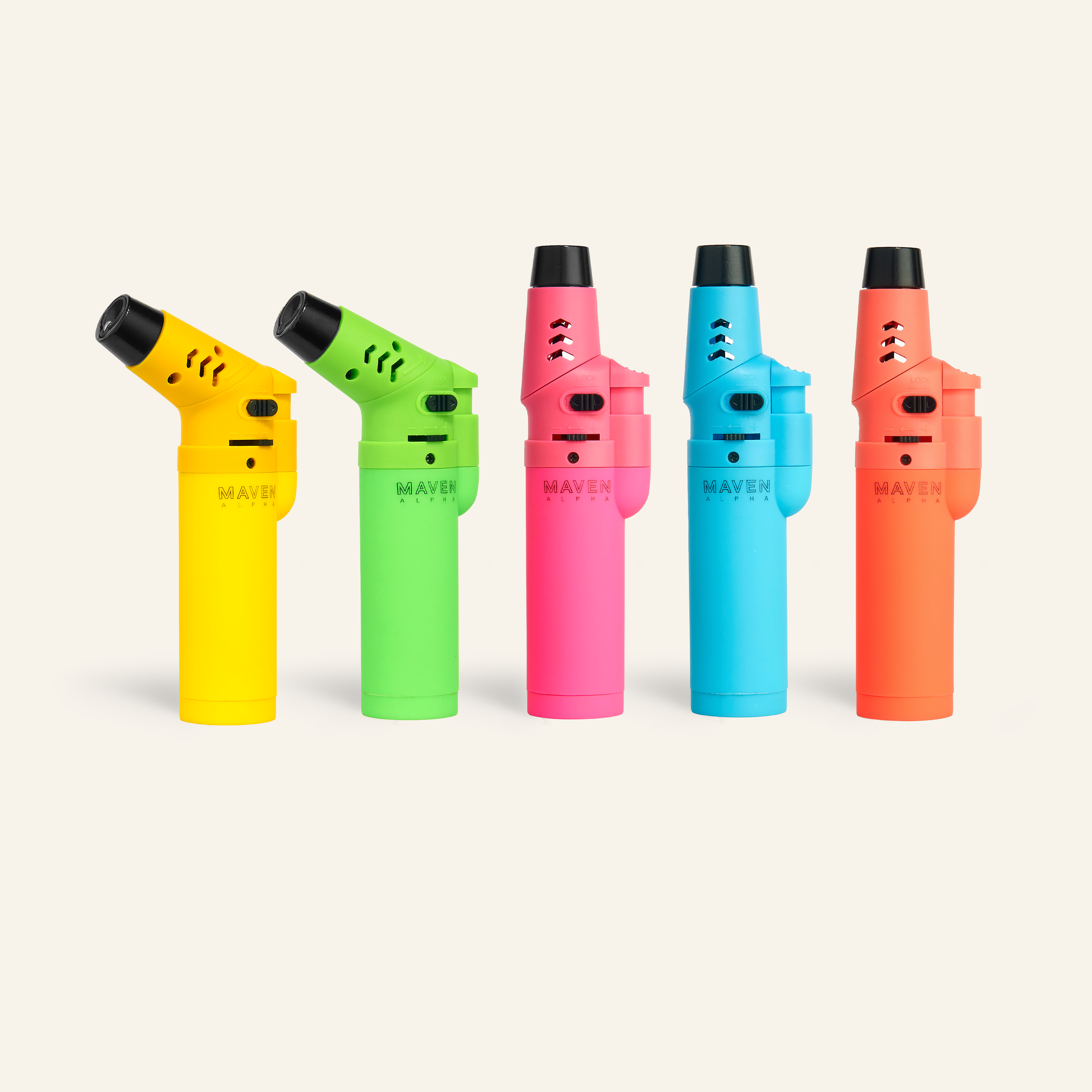 Alpha Neon Collection - 5 Pack Maven Pocket Torch Lighter | Maven