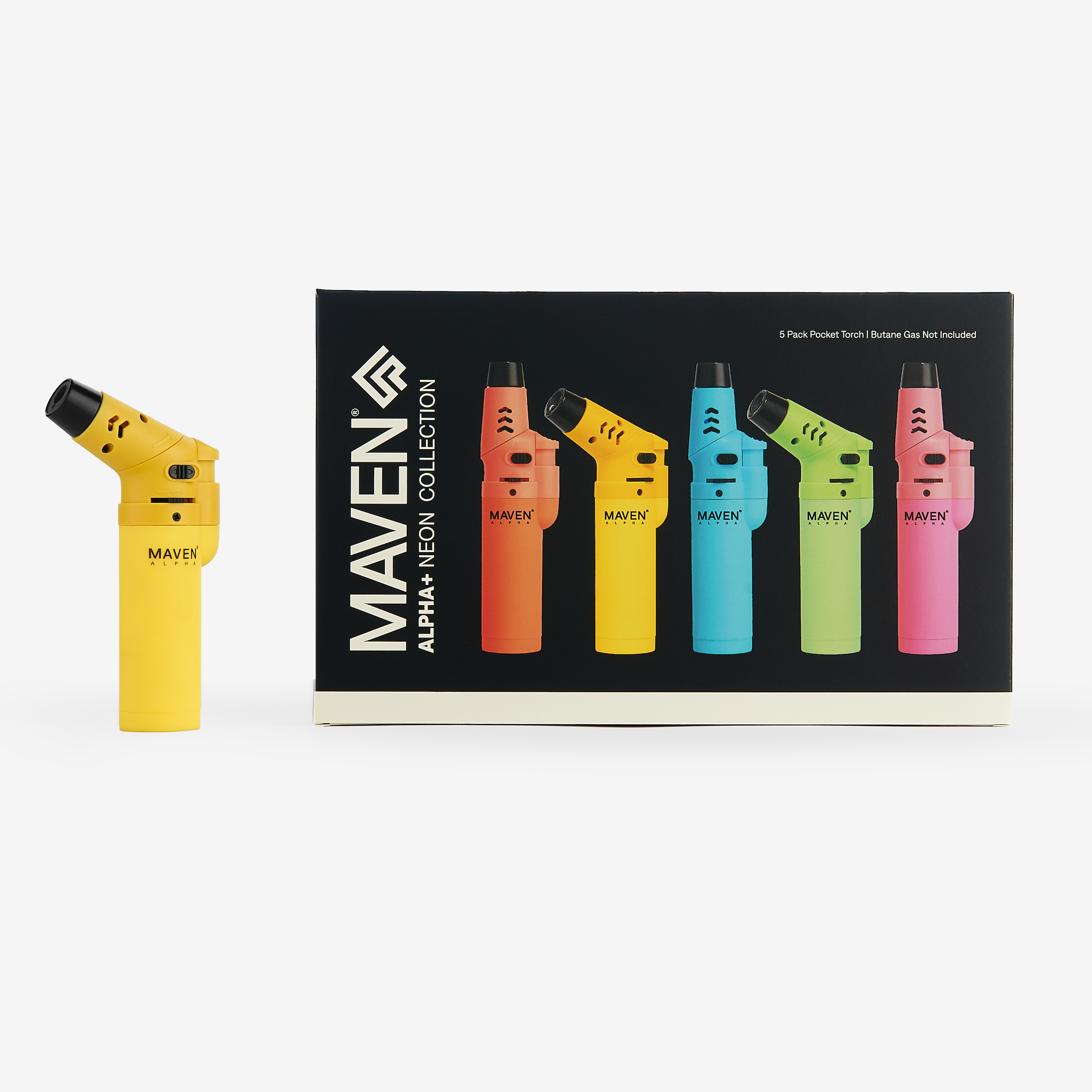Alpha Neon Collection - 5 Pack Maven Pocket Torch Lighter | Maven