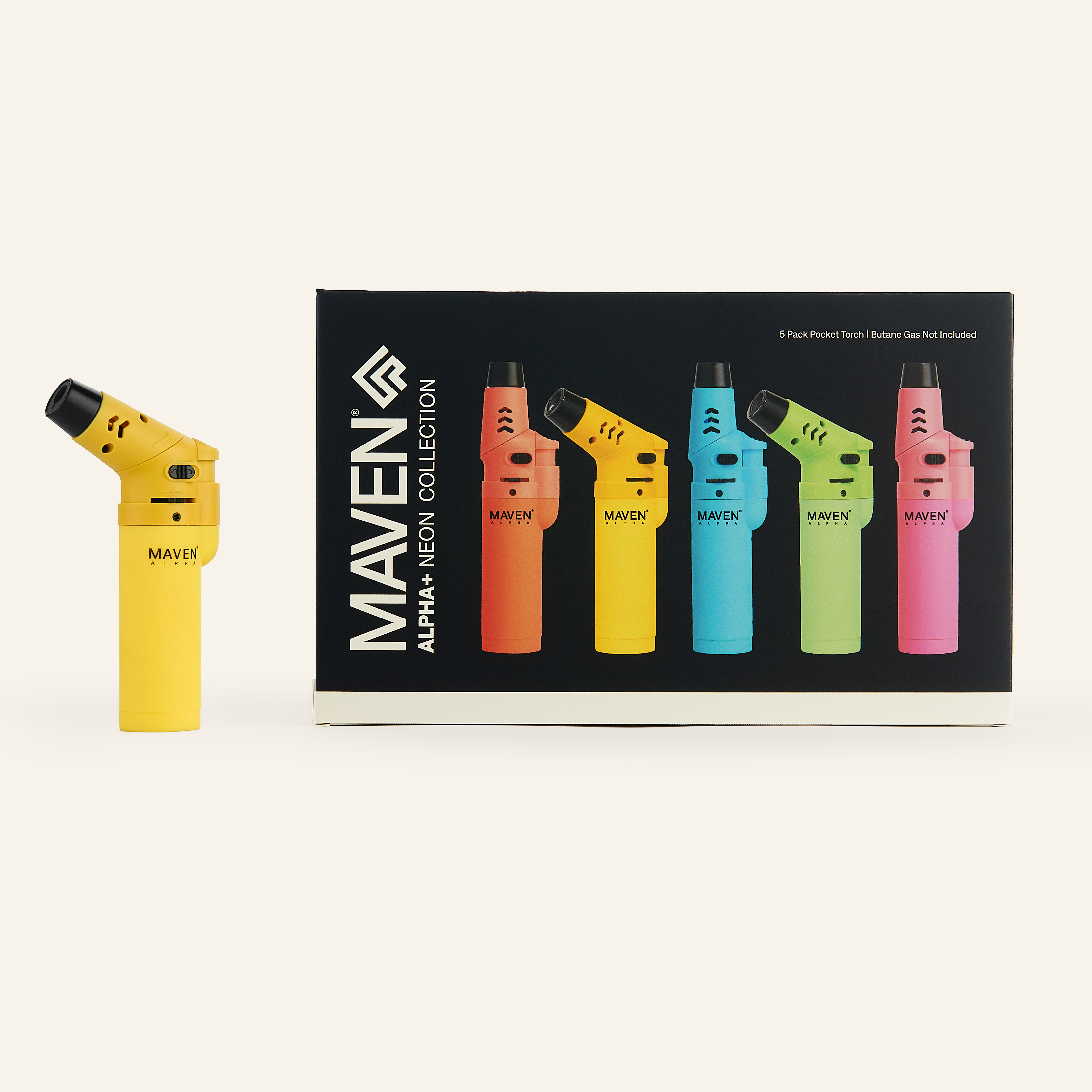 Alpha Neon Collection - 5 Pack Maven Pocket Torch Lighter | Maven
